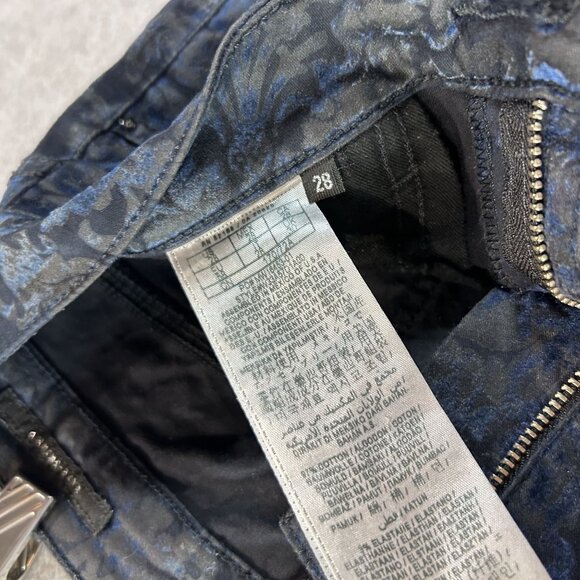 Guess Kate Skinny Blue Damask Print Jeans Size 28 Avant Garde Floral Boho - Picture 14 of 15